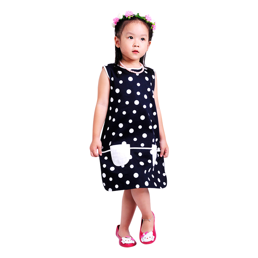 Đầm Suông Bé Gái Chấm Bi Phối 2 Túi Ugether UKID29 - Chấm Bi