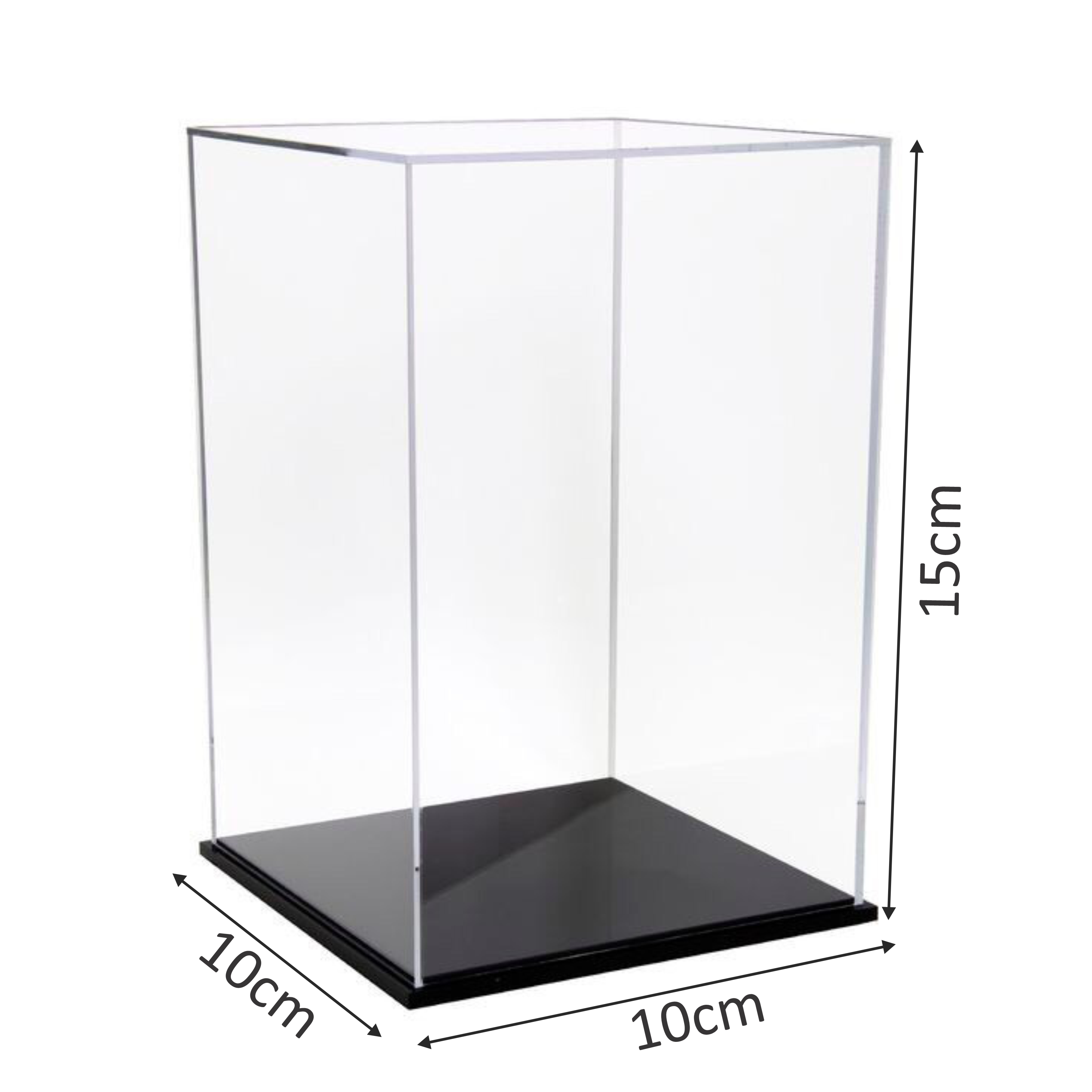 Hộp mica Enter BOX107 10x10x15cm mica dày 2mm, đế đen 5mmx2 chữ nhật đứng