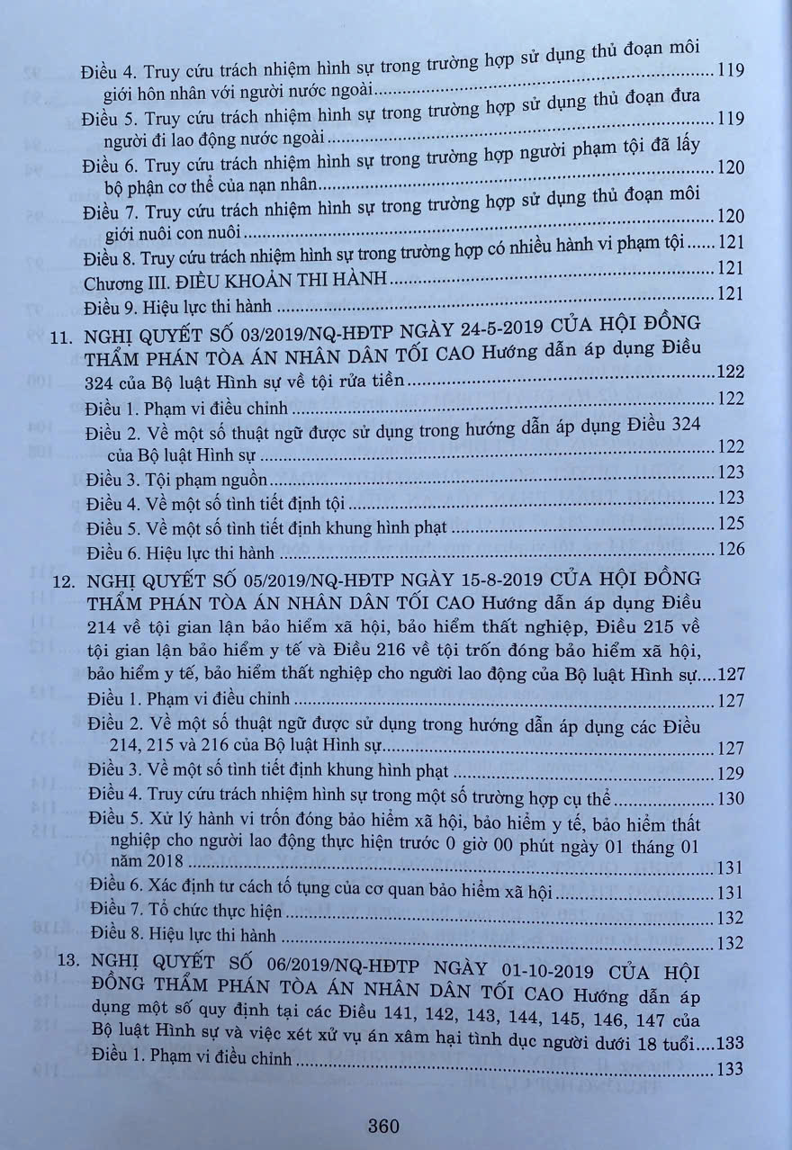 Các Nghị Quyết Của Hội Đồng Thẩm Phán Toà Án Nhân Dân Tối Cao Về Hình Sự Và Tố Tụng Hình Sự Từ Năm 1986 Đến Năm 2024