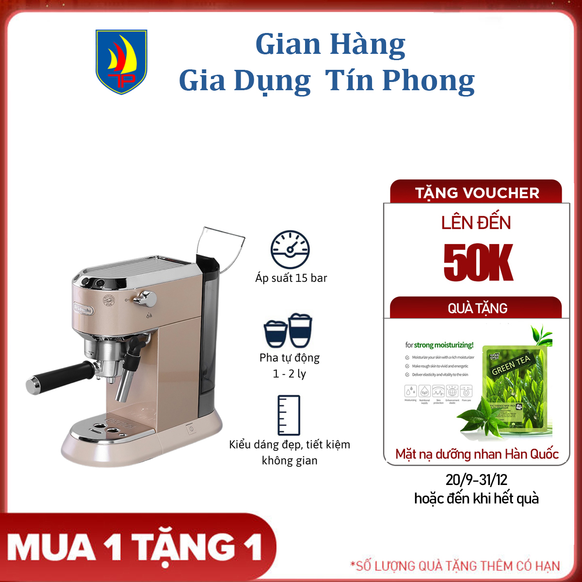 Máy pha cafe Delonghi EC785.BG - Dung tích 1.1 lít - Tự động ngắt khi pha xong - Thương hiệu Ý - Công suất 1350W - Hàng chính hãng