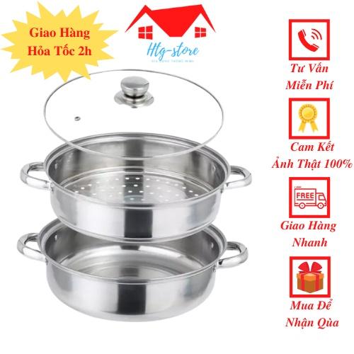 Nồi hấp 2 tầng inox Nồi hấp 2 tầng siêu tiện lợi đun được bếp từ