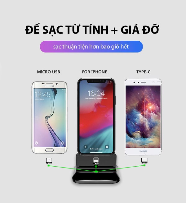 Đế Sạc Nhanh Nam Châm 3 Trong 1 Xem Phim Tiện Lợi, Sạc Nhanh Chóng