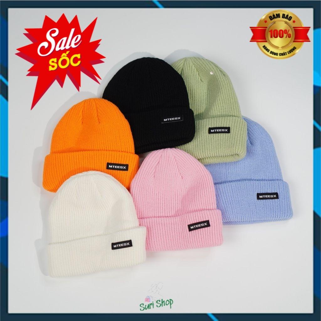 Mũ len dệt kim beanie Thêu MTEESX Hàn Quốc thời trang unisex thu đông giữ ấm cho nam nữ