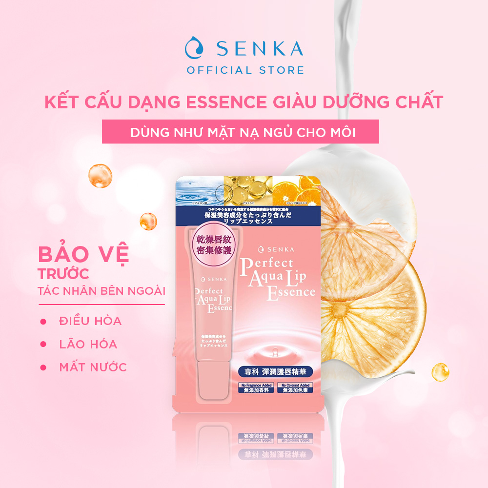 Mặt nạ ngủ dưỡng môi cấp ẩm giảm nhăn dạng tinh chất Senka Perfect Aqua Essence 10g