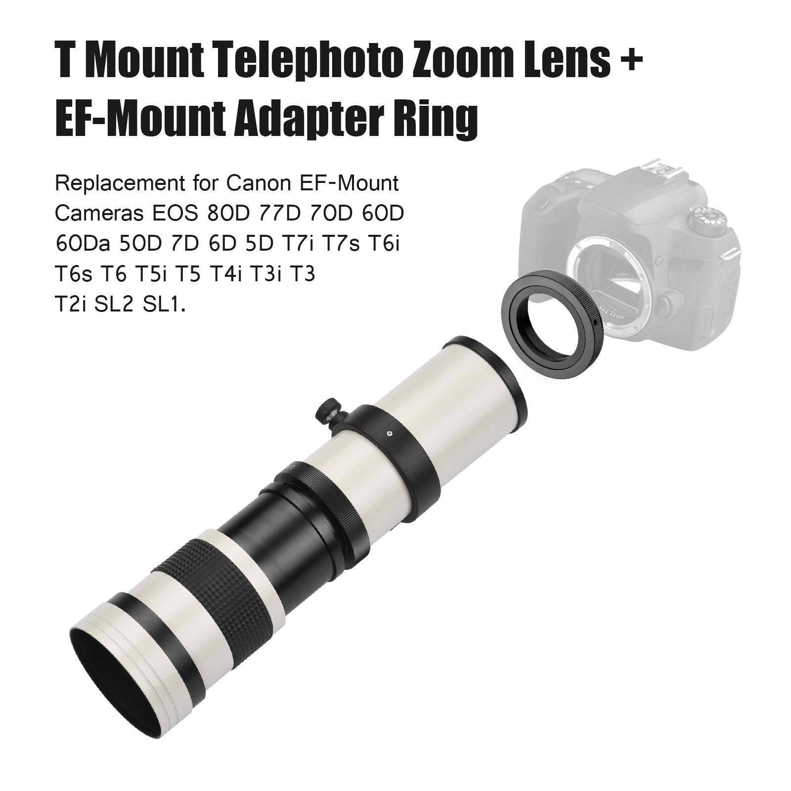 Camera MF Super Telephoto Zoom Lens F/8.3-16 420-800mm T Mount with Adapter Ring Universal 1/4 Thread for Canon