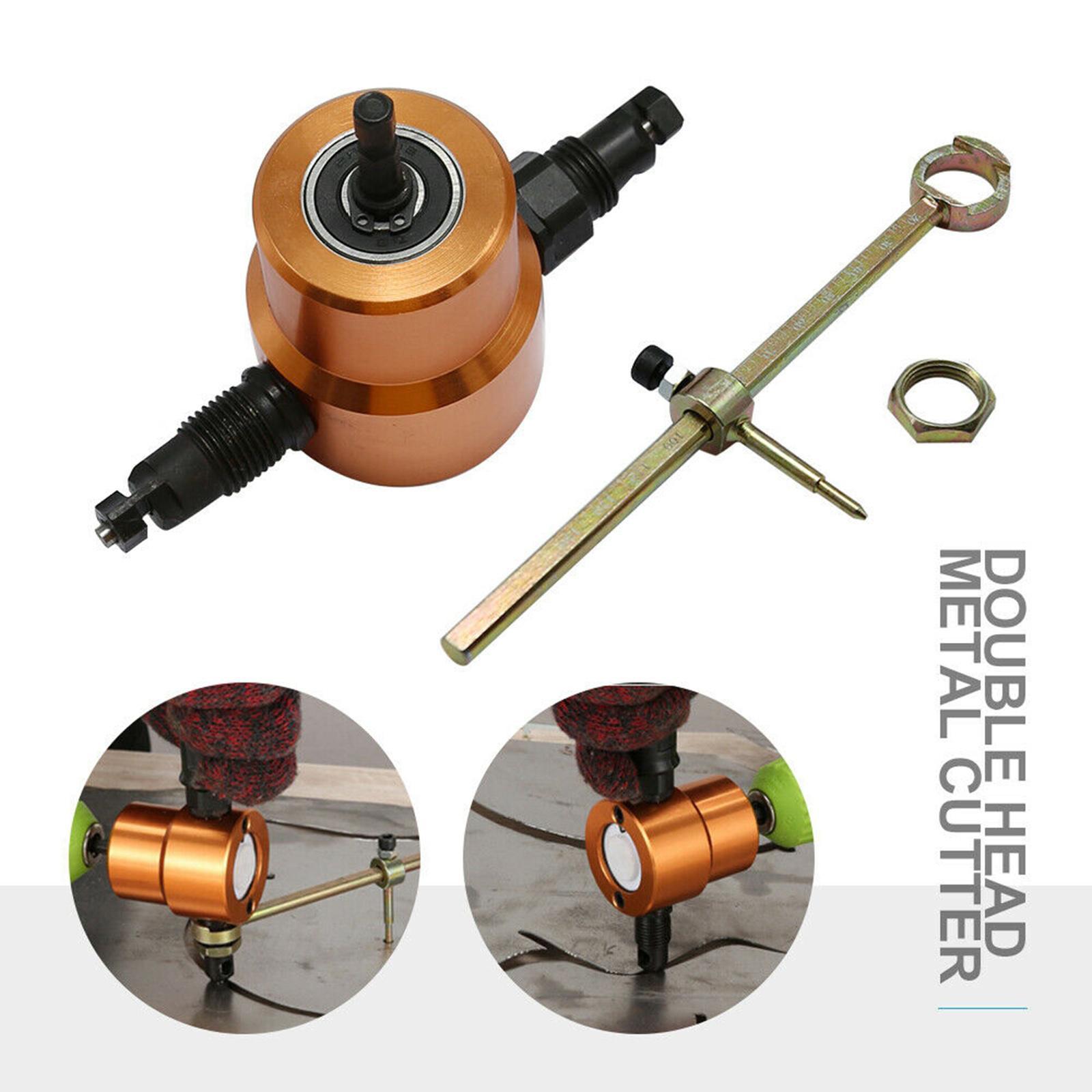 Power Drill Attachment Double Head Metal Nibbler Cutting Cutter Gold