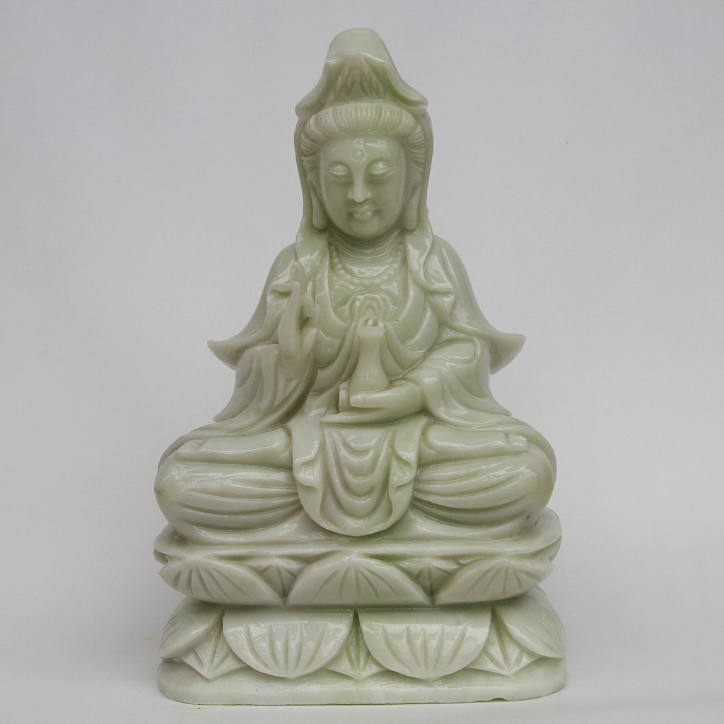 Tượng Phật Mẹ Quan Thế Âm Bồ Tát Non Nước DSF-HS52 Cao 15cm Bằng Đá Cẩm Thạch Tự Nhiên - Kích thước nhỏ gọn, để xe ô tô, để bàn, trang trí phòng khách, phòng làm việc - Hàng đá mỹ nghệ truyền thống
