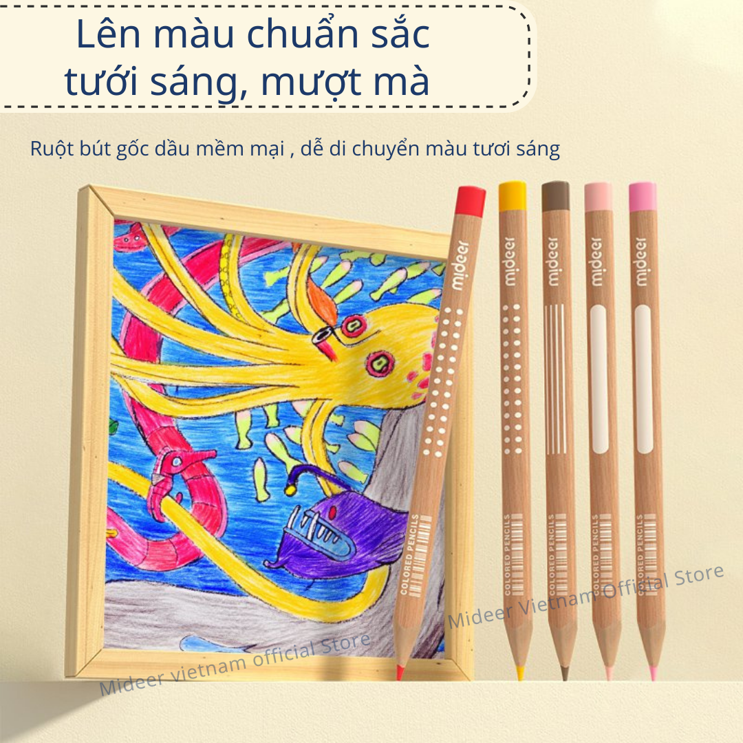 Bút chì màu vẽ tranh cao cấp mideer Vibrant Colored Pencil 24/36/48 màu,Chì vẽ chuyên nghiệp, thiết kế, phác họa cho bé