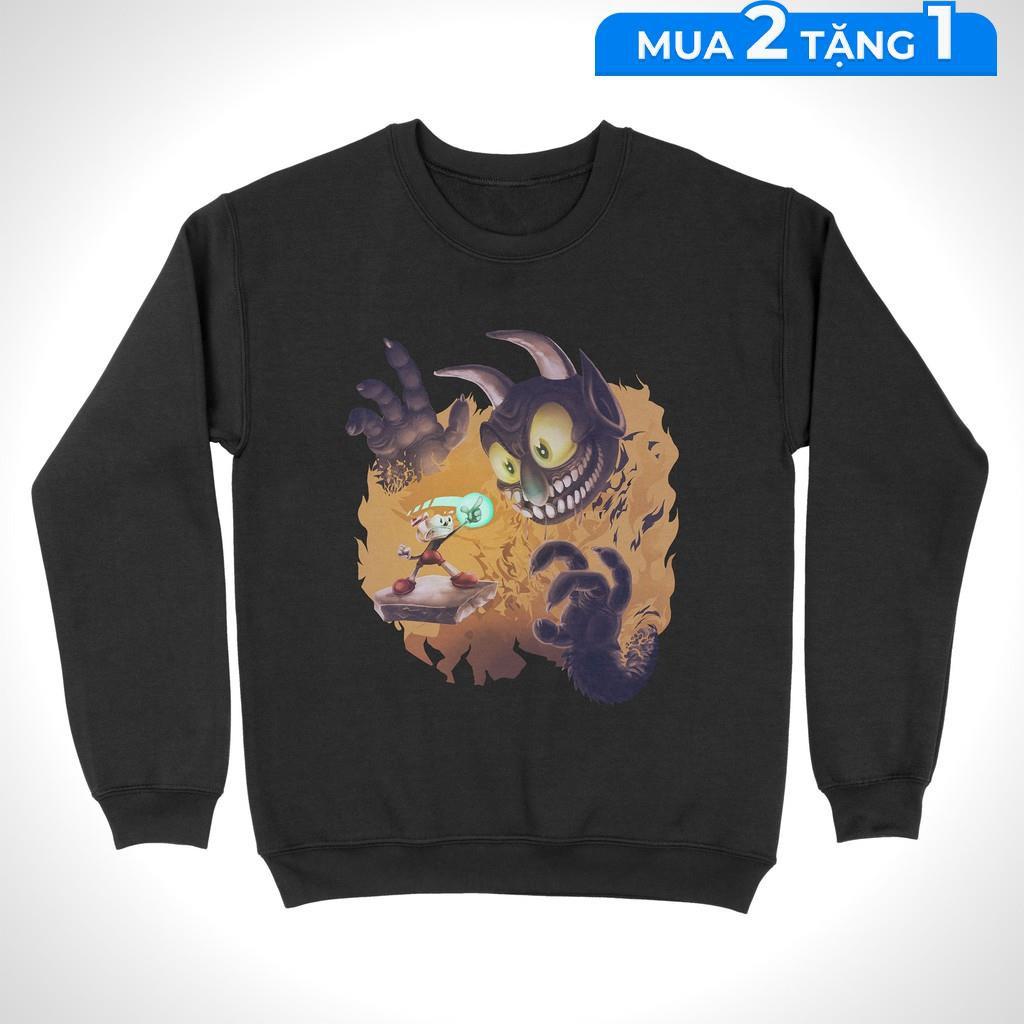 Áo Sweater Cuphead Unisex THE NEXT LEVEL, Cotton 100% 4 màu nam nữ - SW0080