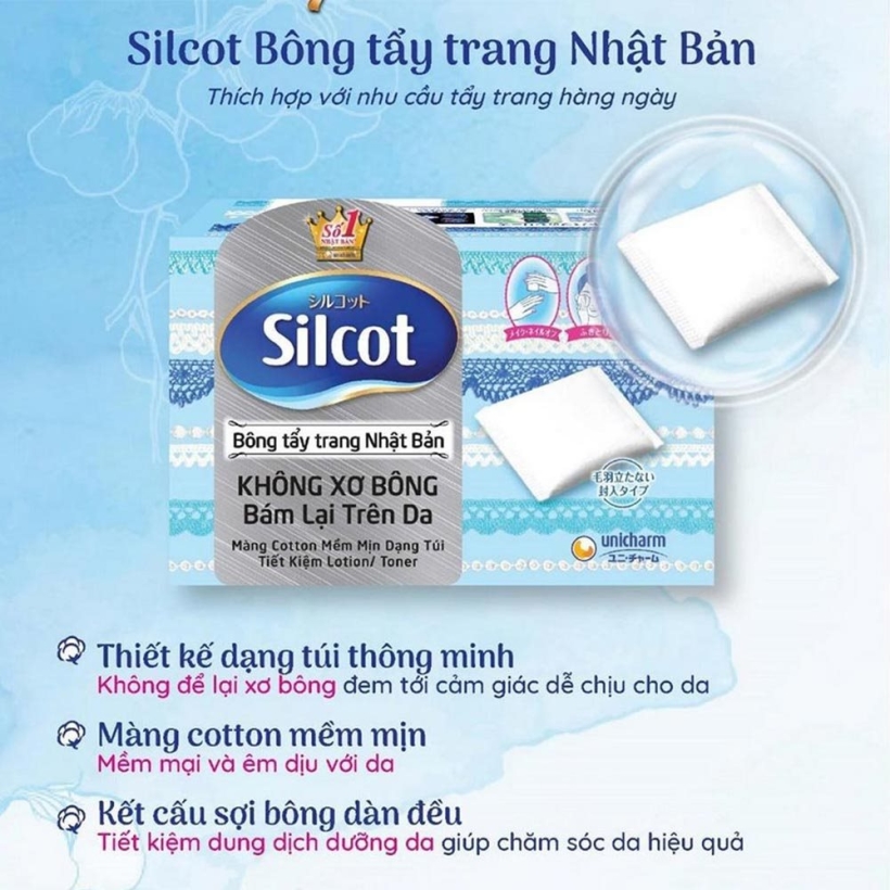 Combo 1 Hộp bông trang điểm (Bông tẩy trang) Silcot miếng đôi 40 miếng/hộp và 1 Hộp bông trang điểm (Bông tẩy trang) Silcot 82 miếng/hộp