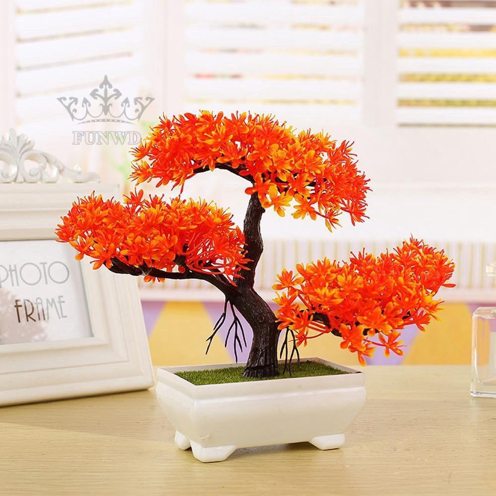 Chậu Cây Bonsai Giả 3 Nhánh Tài Lộc Phú Quý Để Bàn, Để Trang Tri Nội Thất, Phòng Làm Việc (Nhiều Màu).