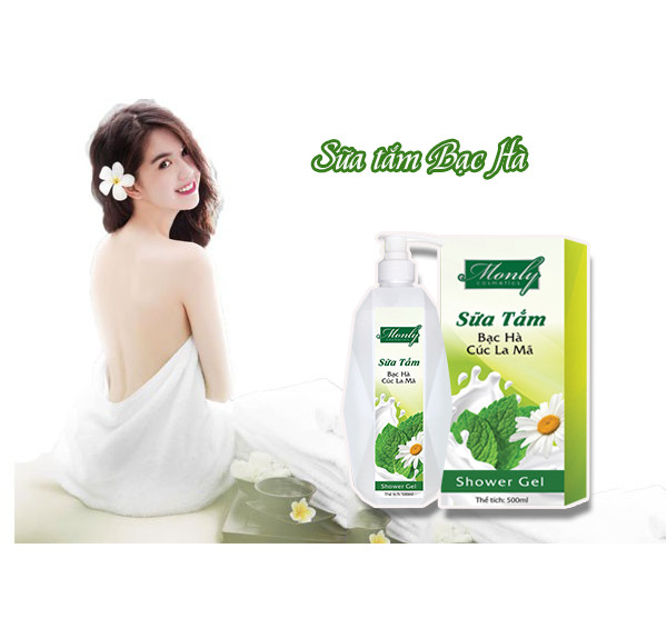 Sữa Tắm Monly Bạc Hà, Cúc La Mã Giúp Dưỡng Trắng Da (500ml)