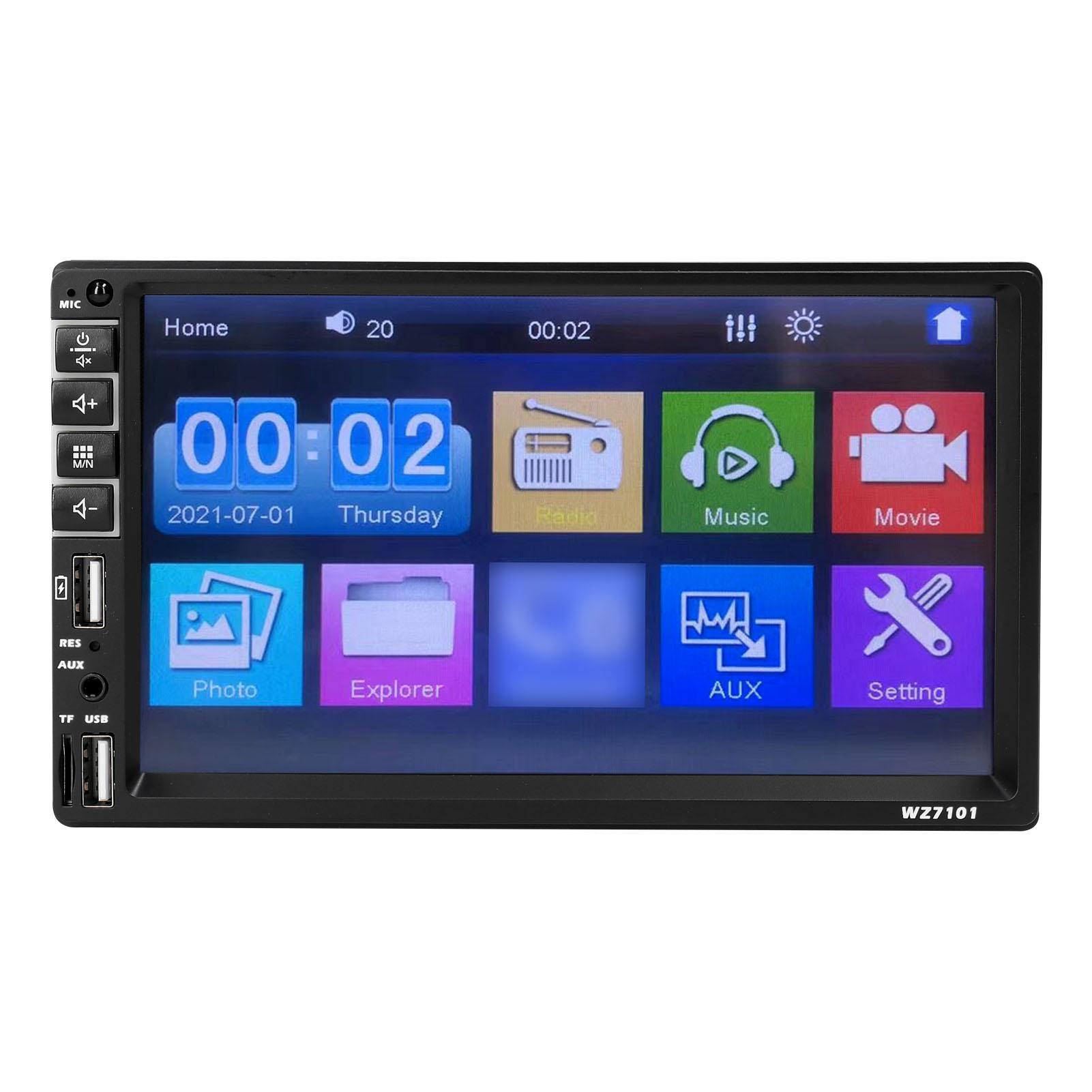 WZ7101 Single Din Car Stereo 7 Inch LCD Touchscreen Monitor BT MP5 Player FM Car Radio Receiver Support TF/USB/AUX-IN