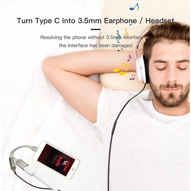 Dây cáp chuyển đổi cổng type C sang cổng âm thanh 3.5mm 2 trong 1 tiện dụng