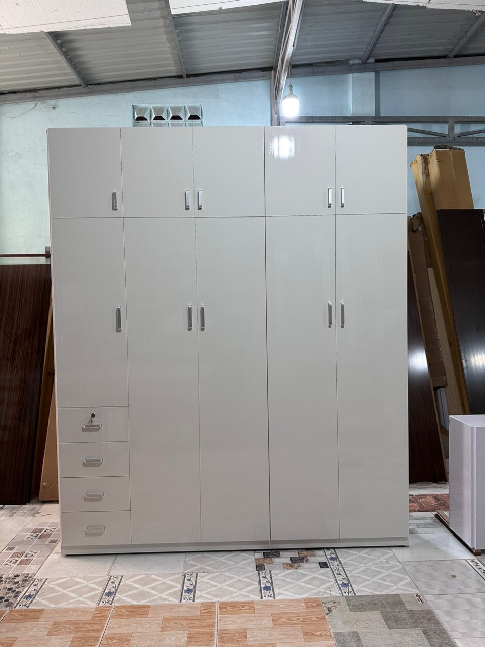 Tủ áo gia đình Tundo cỡ lớn giao lắp tận nhà ngang 2m x 2m4 màu trắng