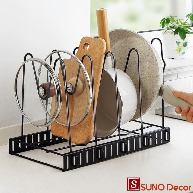 Kệ Để Xoong Nồi Chảo Nhiều Tầng, Giá Để Vung Nồi Tiện Dụng Tiết Kiệm Diện Tích