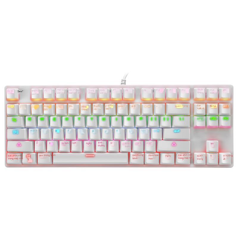 Bàn phím cơ k7 được ưa chuộng nhất 87% được trang bị trục cơ màu xanh thực có dây phù hợp với màu bàn phím cơ thực Bàn phím cơ cá nhân hóa