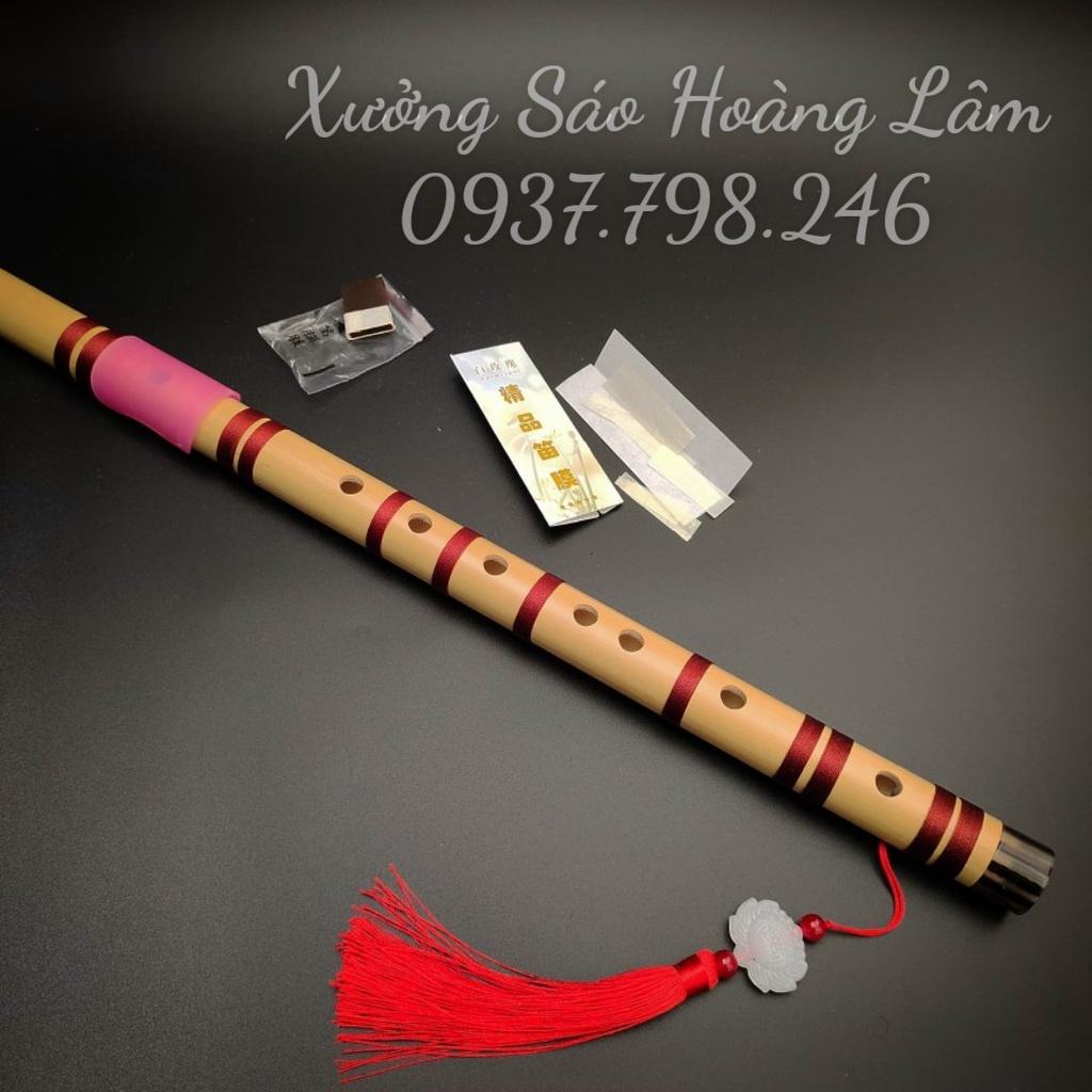 Sáo trúc Dizi Việt tone Sol trầm nứa namTrung Cấp I tặng bộ phụ kiện màng rung, ốp màng, keo dán và dây treo hoa sen