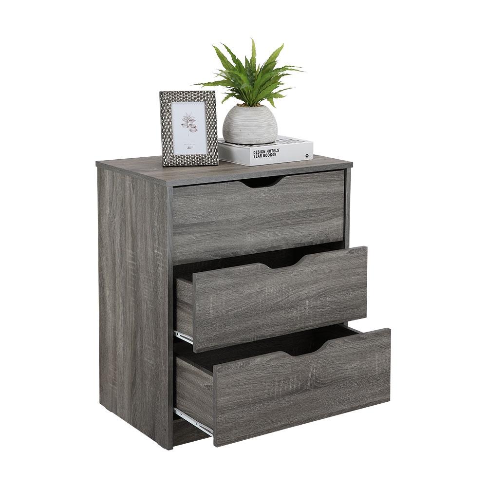 Tủ ngăn kéo gỗ 3 tầng TIANA kiểu dáng đơn giản màu xám cổ điển | Index Living Mall - Phân phối độc quyền tại Việt Nam