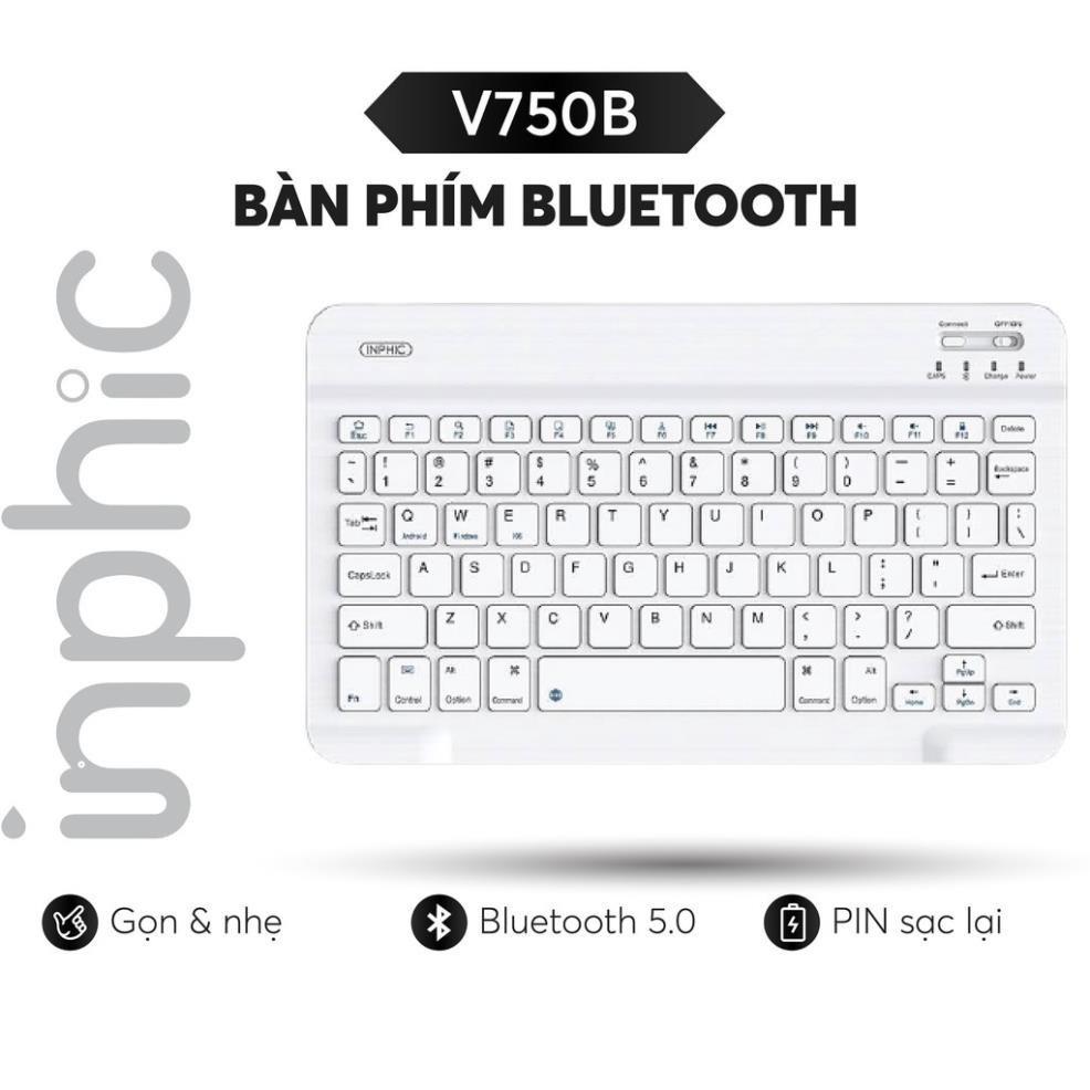 Bàn phím Bluetooth Inphic V750B dùng cho iOS Android Windows Kết nối nhiều thiết bị - Hàng Nhập Khẩu