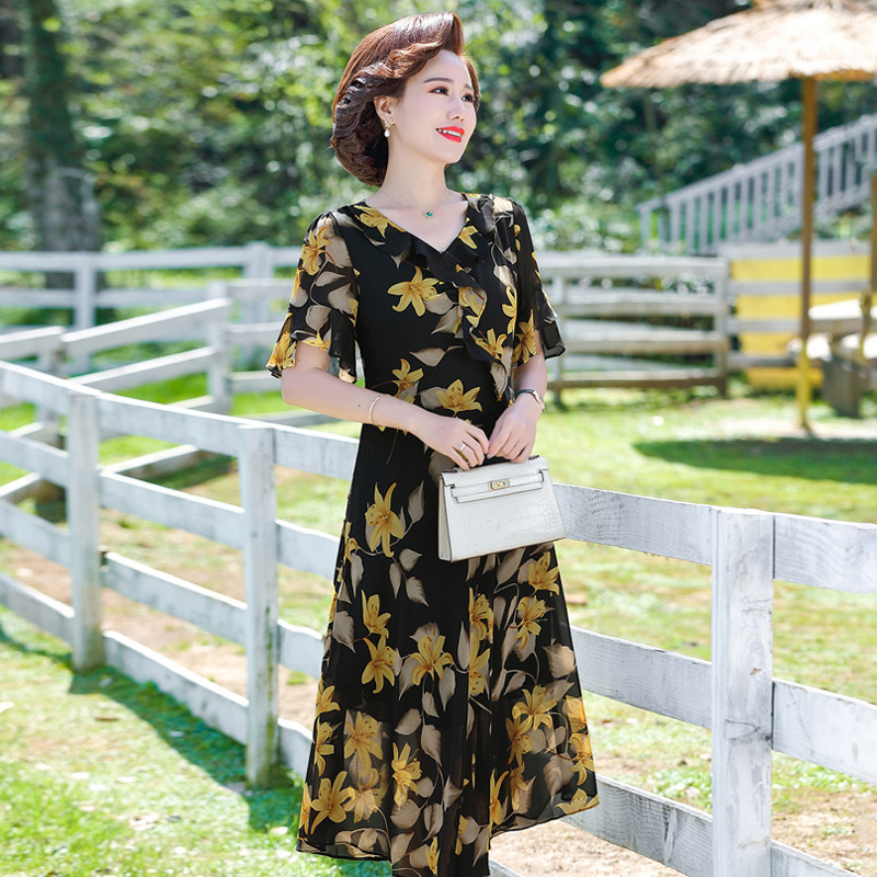 Đầm Hoa Mềm Mát Thời Trang Cho Mẹ VH81 - Hàng Quảng Châu Cao Cấp