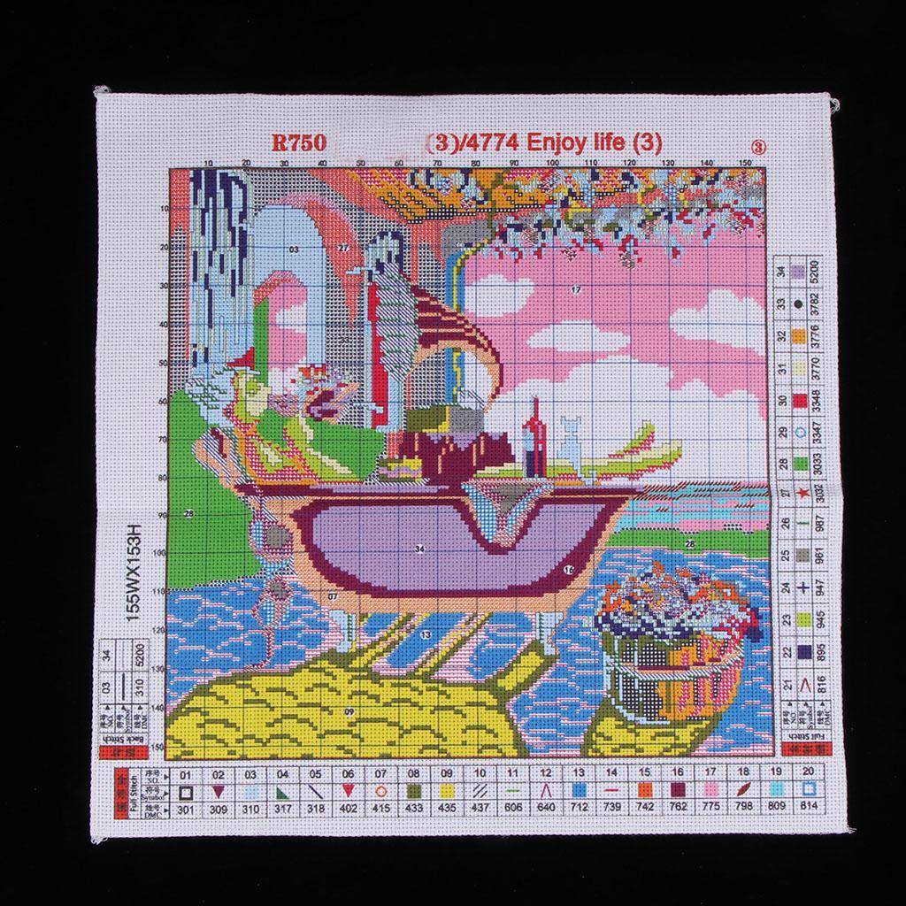 Enjoy Life Stamped Cross Stitch Kit for Teen Girls Printed Embroidery 14CT