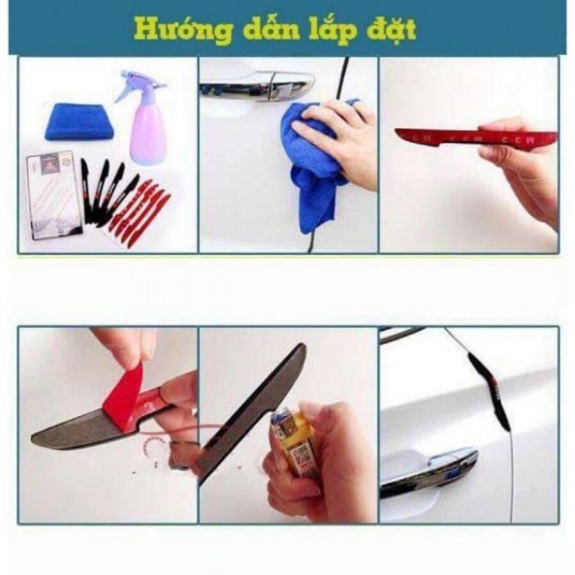 Bộ 6 miếng cao su logo ngôi sao dán cửa và gương xe chống va đập cho ô tô