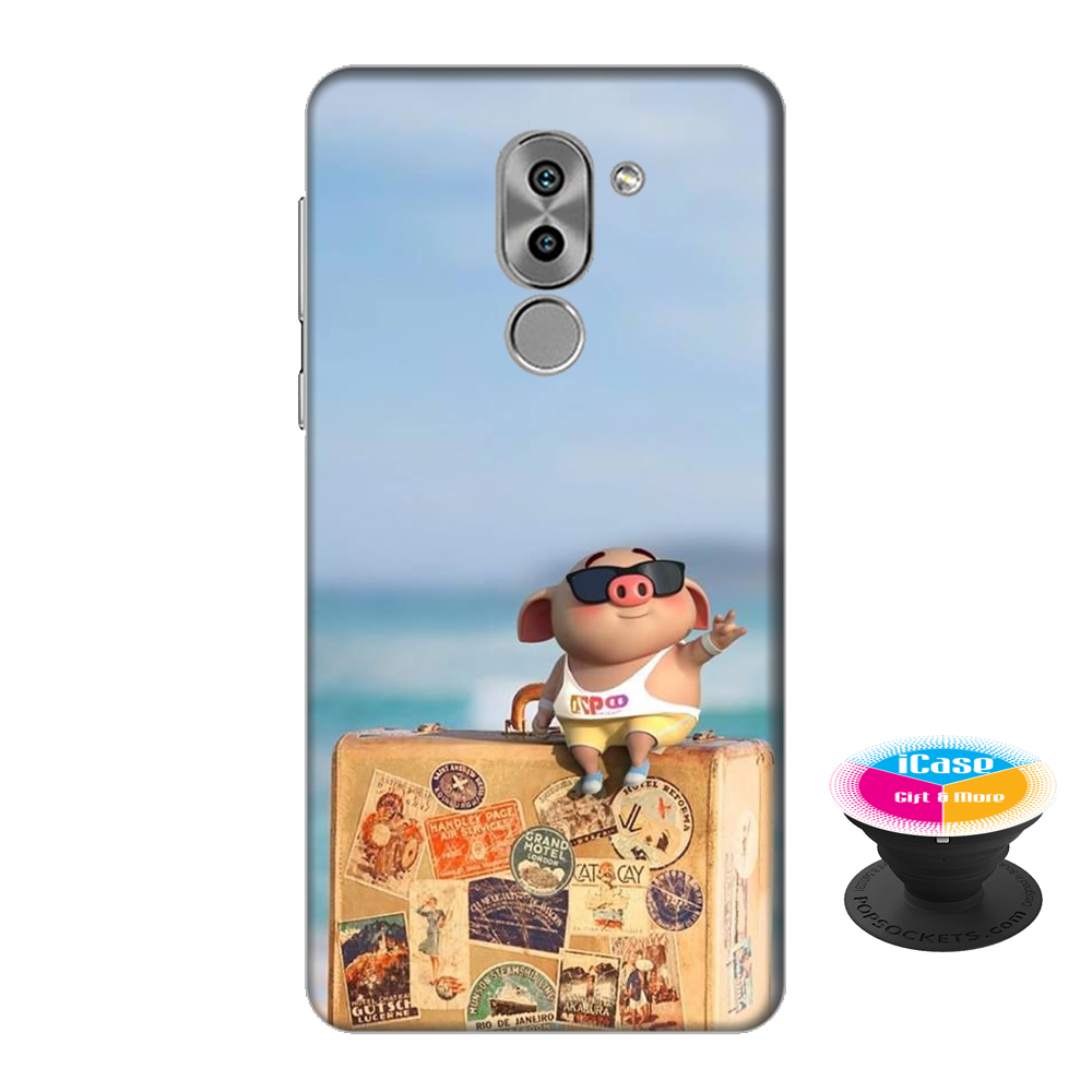 Ốp lưng nhựa dẻo dành cho Huawei GR5 2017 in hình Heo Con Du Lịch - Tặng Popsocket in logo iCase - Hàng Chính Hãng