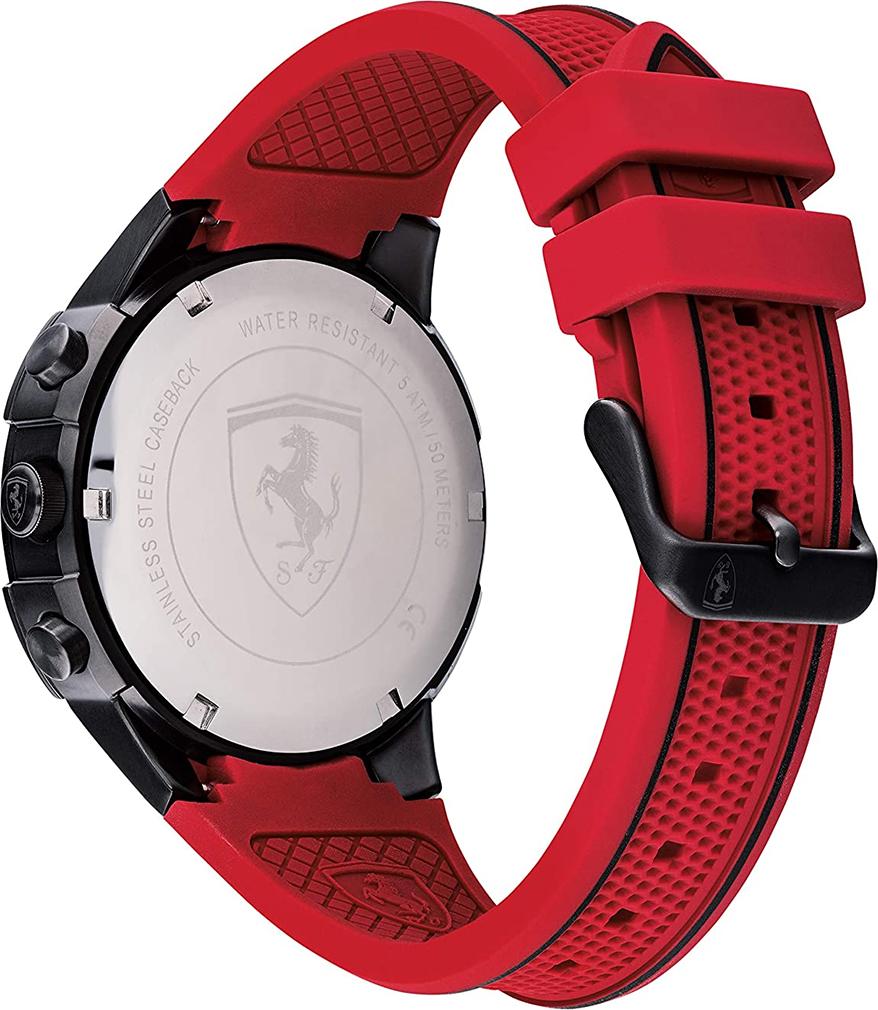 Đồng Hồ Nam Máy Pin Lịch Thứ Ngày Dây Cao Su Ferrari (46mm)