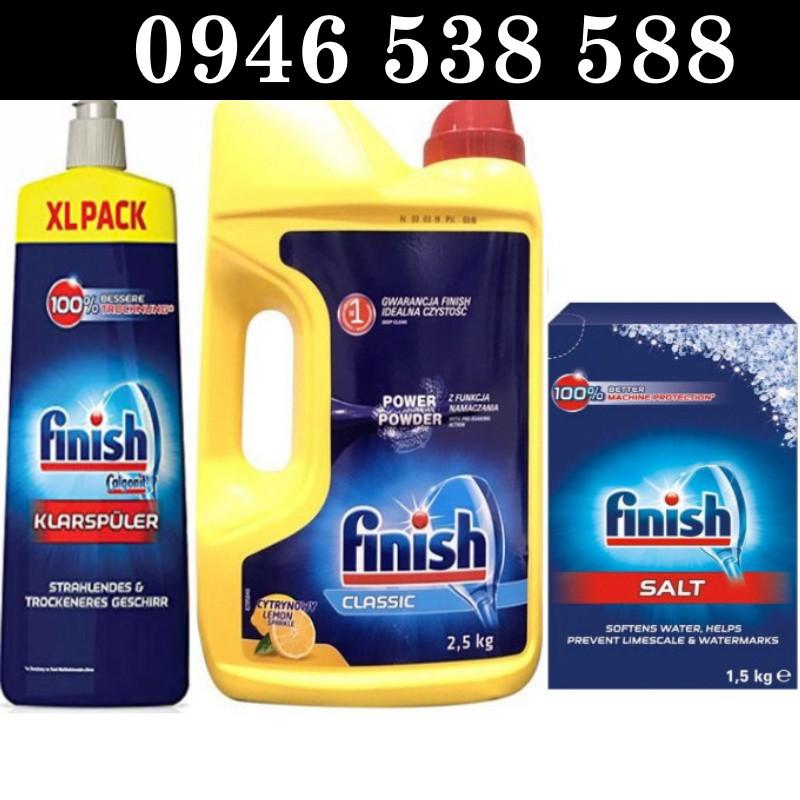Combo Bột Finish 2.5kg + Muối Finish 1.5kg + Nước làm bóng bát Finish 750ml