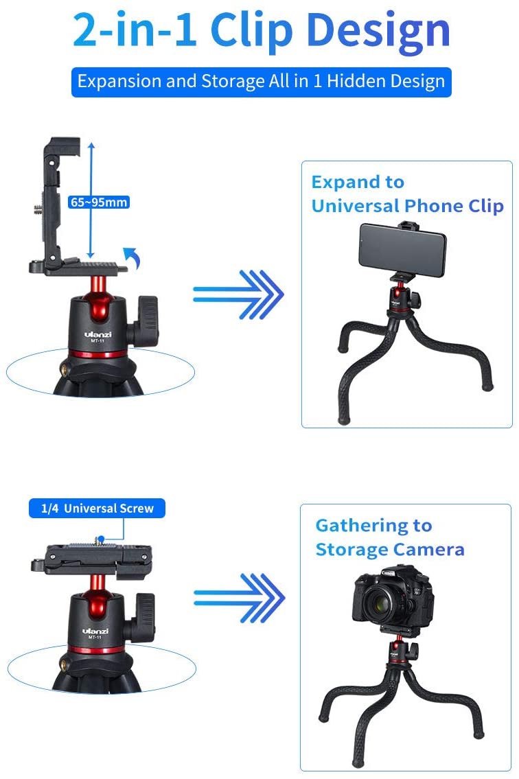 ULANZI MT-11 - HÀNG CHÍNH HÃNG - Chân Tripod bạch tuộc dành cho Máy ảnh và Điện thoại