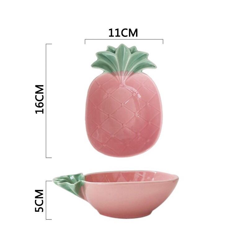 Bát , đĩa dứa 2 màu Vàng + Hồng
