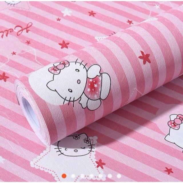 Có giảm phí vận chuyển. 10m giấy dán tường hello kitty sọc hồng có sẵn keo. Mẫu hồng siêu dễ thương. Hàng nhiều mẫu.