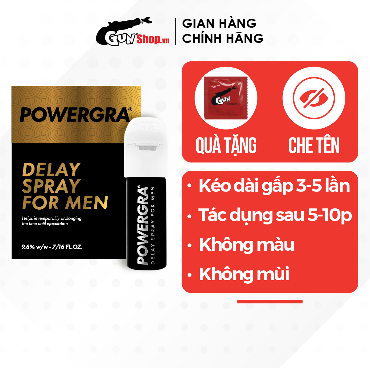Gel bôi trơn cho nam Powergra For Men kèm 1 chiếc BCS Gun Super Thin