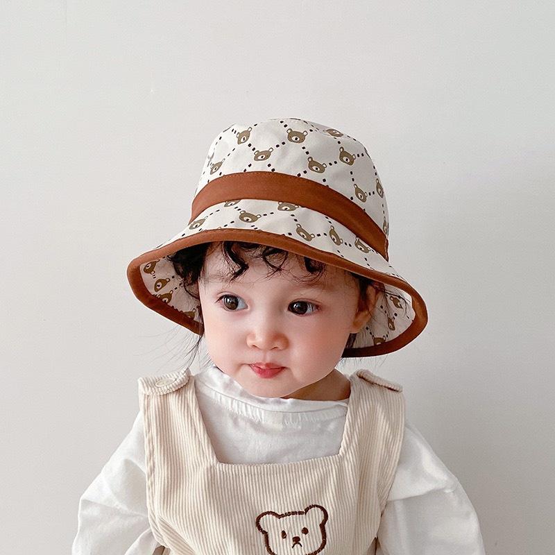 Mũ nón bucket hoạ tiết gấu cute vành rộng cho bé từ 2,5-5 tuổi M864