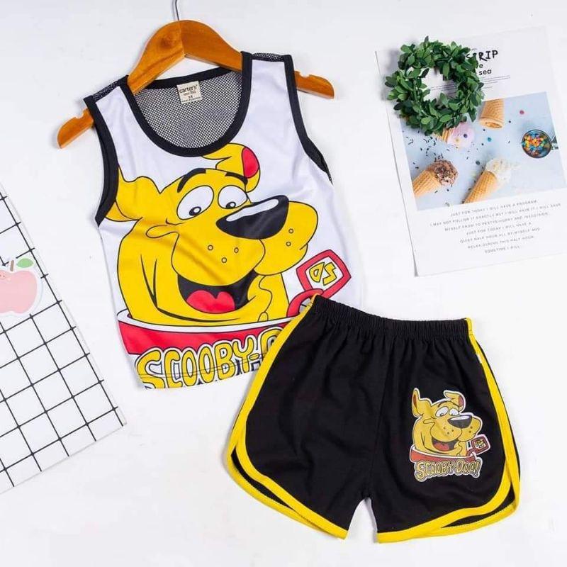 Áo ba lỗ phối lưới in hoạt hình
