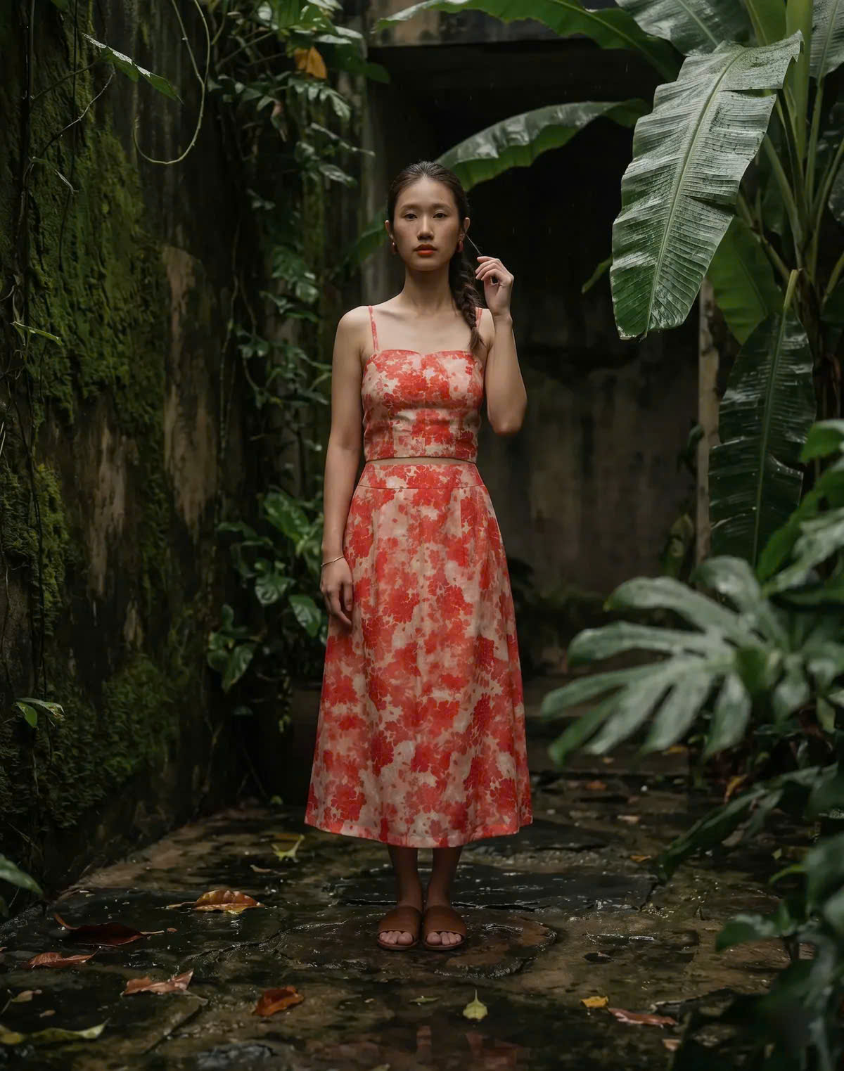 Áo Croptop Hai Dây Hoa Ramie Thanh Minh Top208 Thời trang Hity