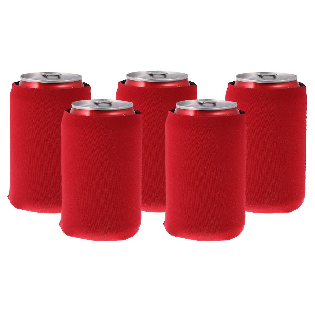5x Neoprene Cooling Beer Drinks Bottle Tin Can Cooler Sleeve Holder Red