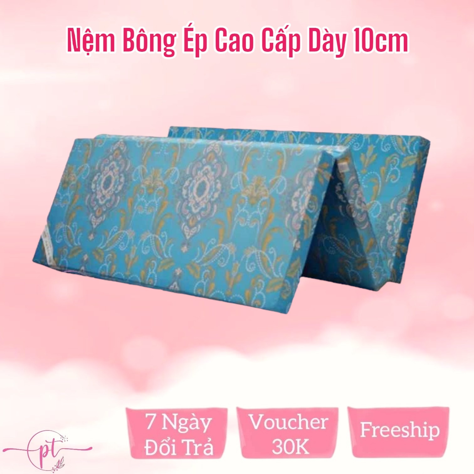 Nệm Bông Ép Cao Cấp Gấp 3 Dày 9cm Đủ Size ( Giao Màu Ngẫu Nhiên )