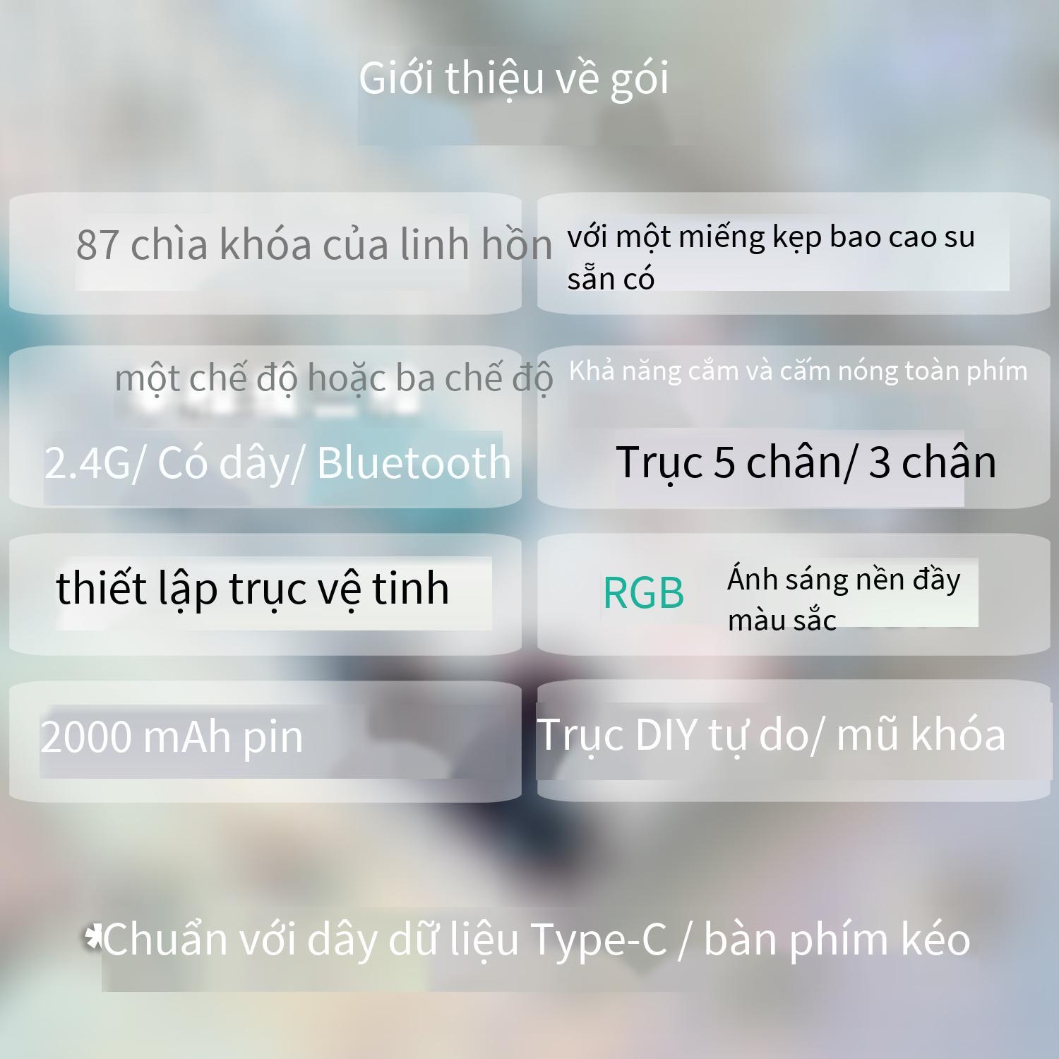 Phong Cách Mới Nhất MK870 Bộ Tùy Chỉnh Trong Suốt Bàn Phím Cơ 87 Phím Có Thể Hoán Đổi Nóng 3 Chế Độ Tắt Tiếng Bluetooth