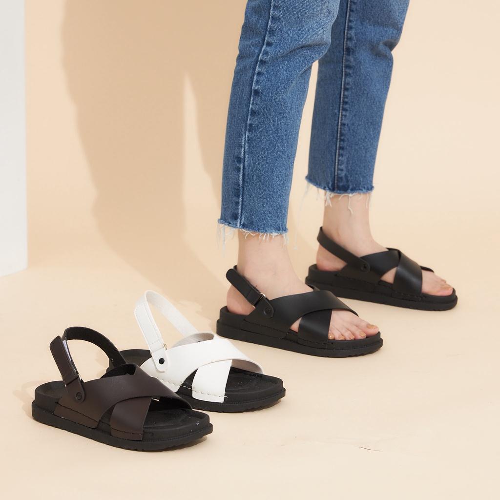 Giày Sandal Nữ MWC 2958 - Sandal Quai Chéo Bản To Quai Dán Đế Bánh Mì Thời Trang