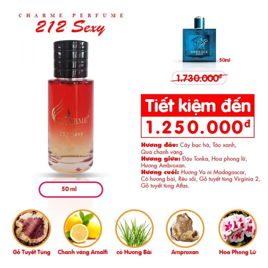 Nước Hoa Nam Charme 212 Sexy 50ml Lịch Lãm, Cuốn Hút_Thơm Lâu Chính Hãng