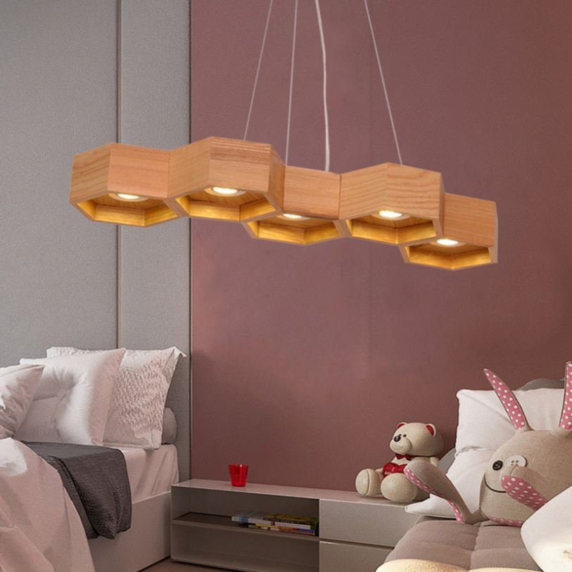 Đèn thả BERE trang trí hiện đại hình tổ ong bằng gỗ hiện sang trọng độc đáo.