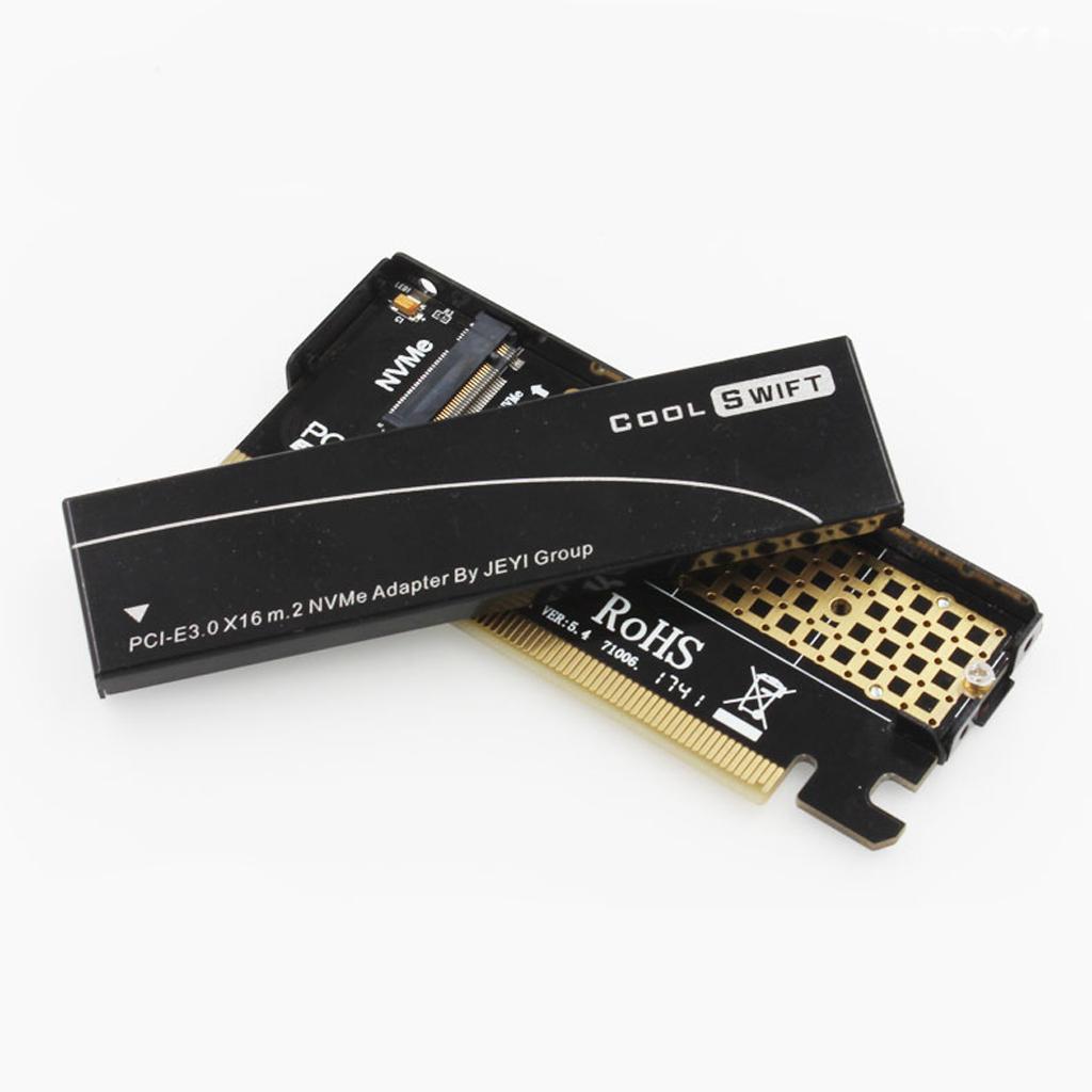 2xNVMe M.2 NGFF SSD to PCIE 3.0 X16 Adapter Expansion Card&Heatsink Case Black