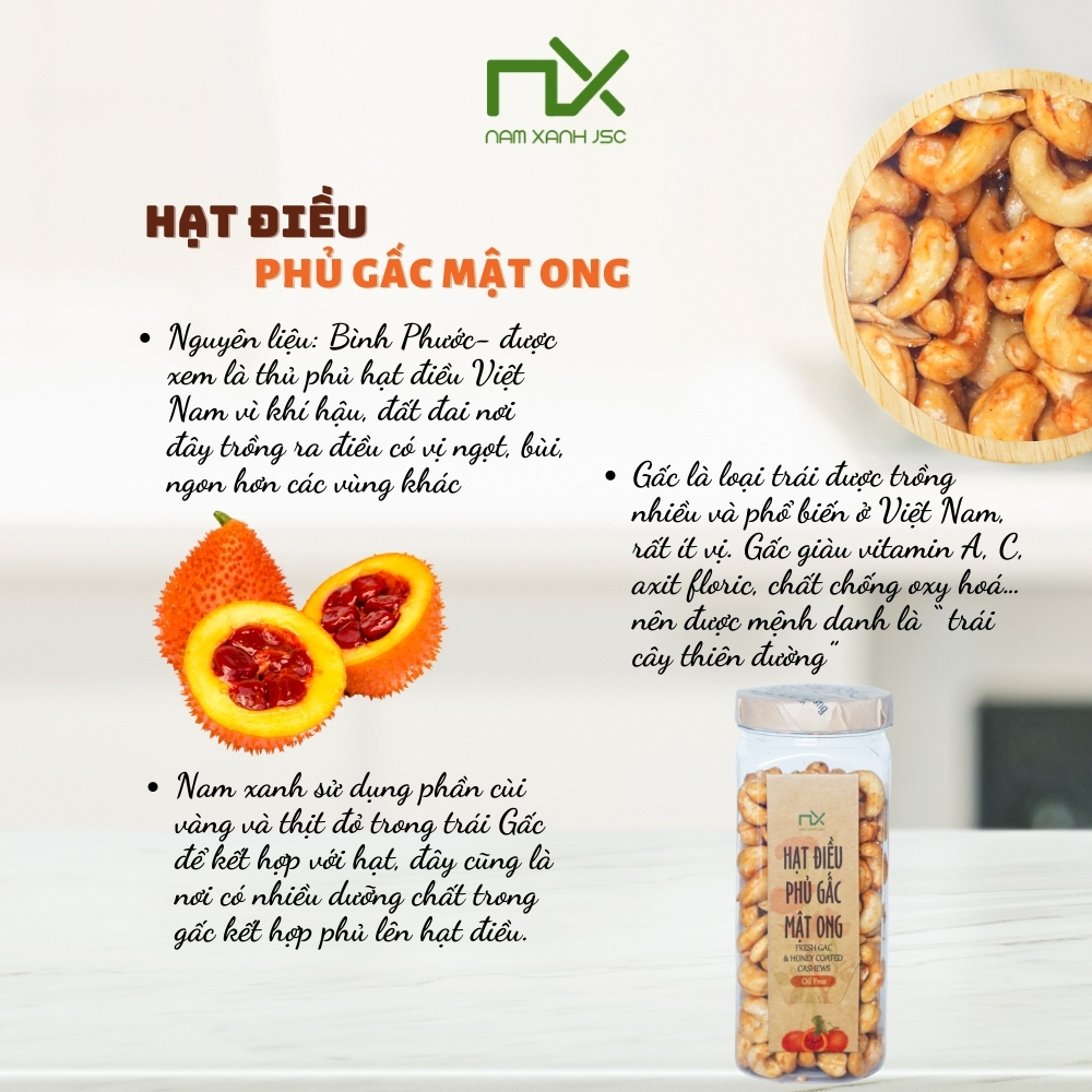 Hạt Điều Phủ Gấc Mật Ong 230g / Fresh Gac And Honey Coated Cashews 230g