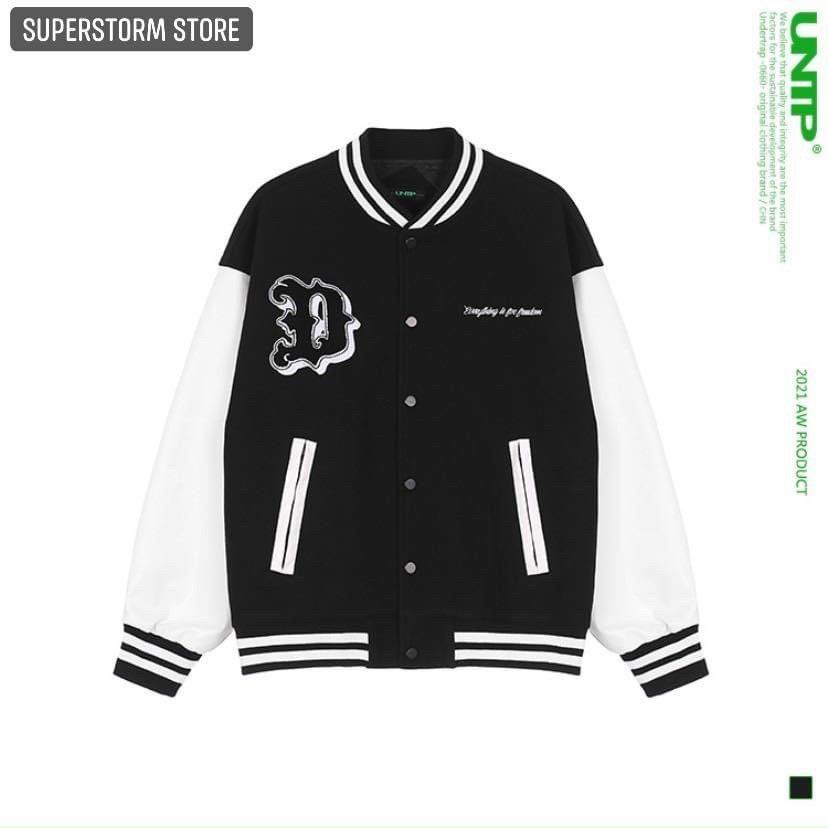 Áo Khoác Bomber In Chữ D Hoạ Tiết Lưng Cá Tính Form Rộng Freesize Chất Nỉ Bông