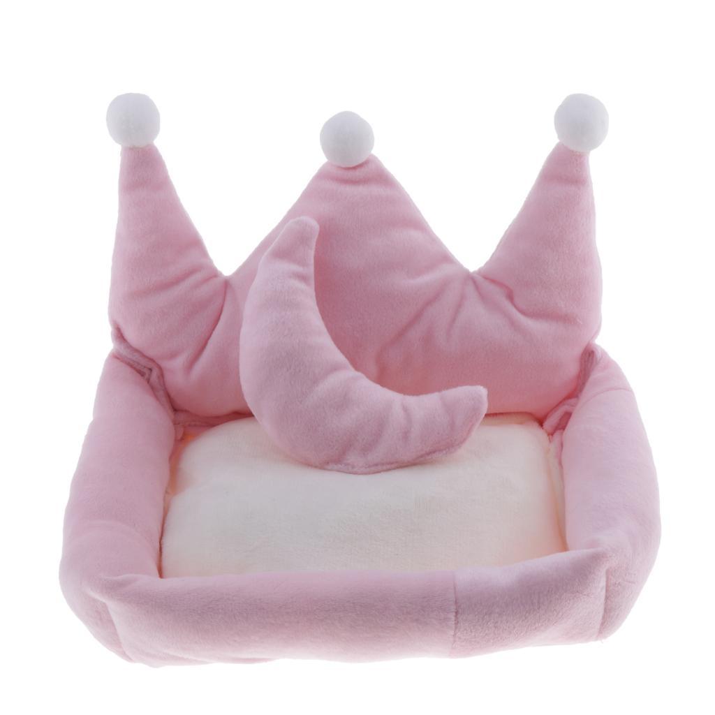 Cute Crown Shape Dog Sleeping Bed Cozy Winter Warm Cat Dog House Pink