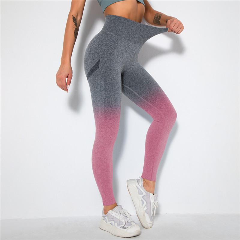 Gradient Thể Thao Scrunch Mông Quần Legging Đẩy Lên Tập Gym Quần Tập Yoga Cao Cấp Chạy Quần Không Đường May Quần Legging Tập Yoga Nữ