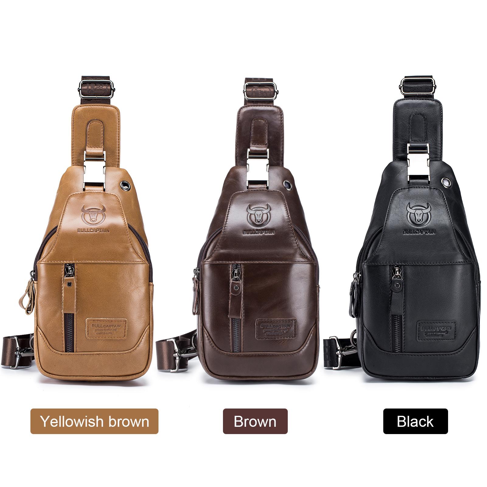 Balo Đeo Chéo Bằng Da Đeo Trước Ngực Chống Trộm Chống Nước Tiện Dụng Bullcaptain
