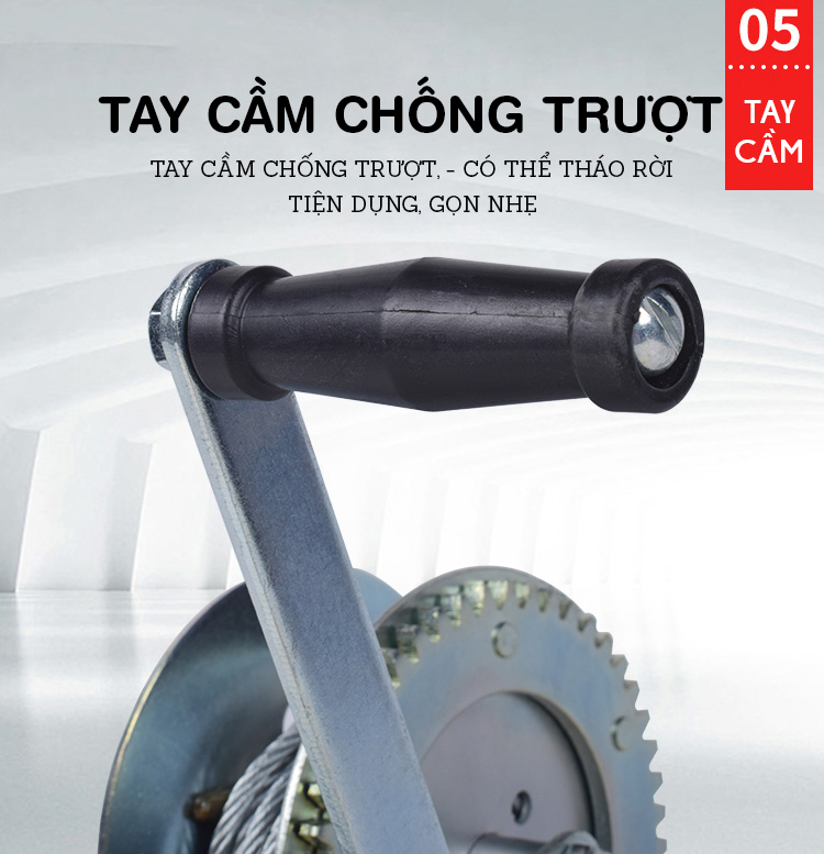 Tời quay tay 3000LBS- tải trọng nâng 1360kg, cáp 10m
